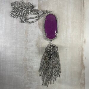 Kendra Scott Rayne Elegant Purple Jade Silver Pendant Necklace